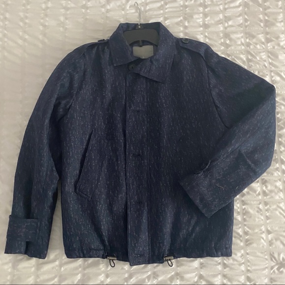 Dark Blue Wool Jacquard Jacket - Cadet - Picture 1 of 5